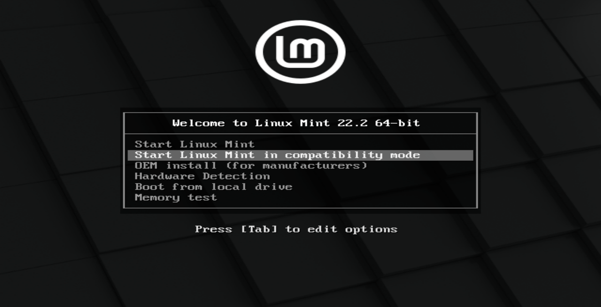 Linux Mint Boot Menüsü
