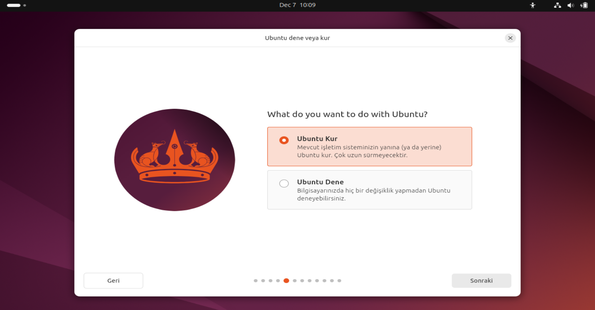 Ubuntu Dene veya Kur